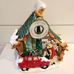Blue Sky Clayworks Cupid's Christmas Trees Tealight House NWT